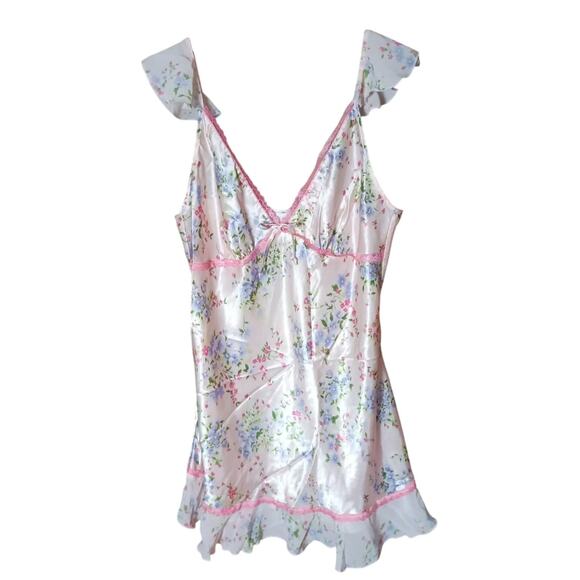 Madison & Max Other - Vintage Madison & Max Women Large Pink Floral Satin Babydoll Night Gown Dress